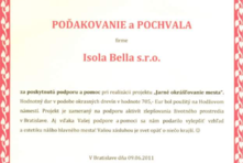 Poďakovanie - Dar v podobe okrasných drevín na Hodžovom námestí v Bratislave